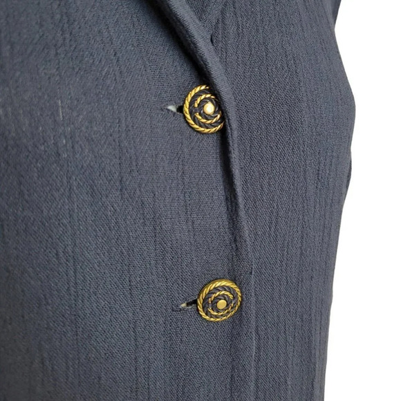 Vintage Michael Phillips  Blue and Gold Linen Blend Dress - Picture 4 of 10